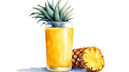A refreshing pineapple drink garnished with a pineapple leaf, perfect for summer vibes and tropical occasions.