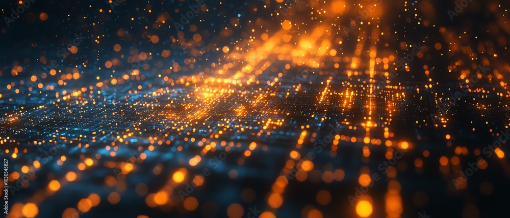 Poster Innovative stock image focused on cyber technology, highlighting the synergy of data, networks, and modern computing elements in a dynamic design