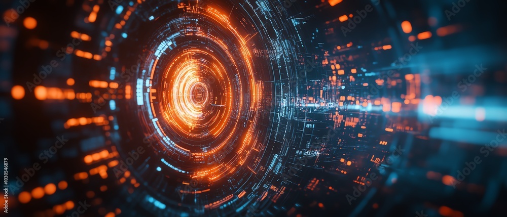 Aufkleber stock image showcasing innovation in cyber technology, featuring futuristic digital elements and abs