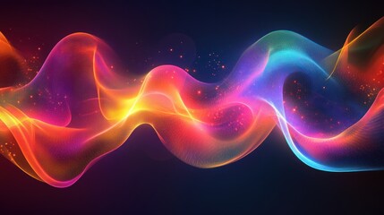 Neon wave patterns flowing through the background, with bright lights creating an energetic and smooth design.