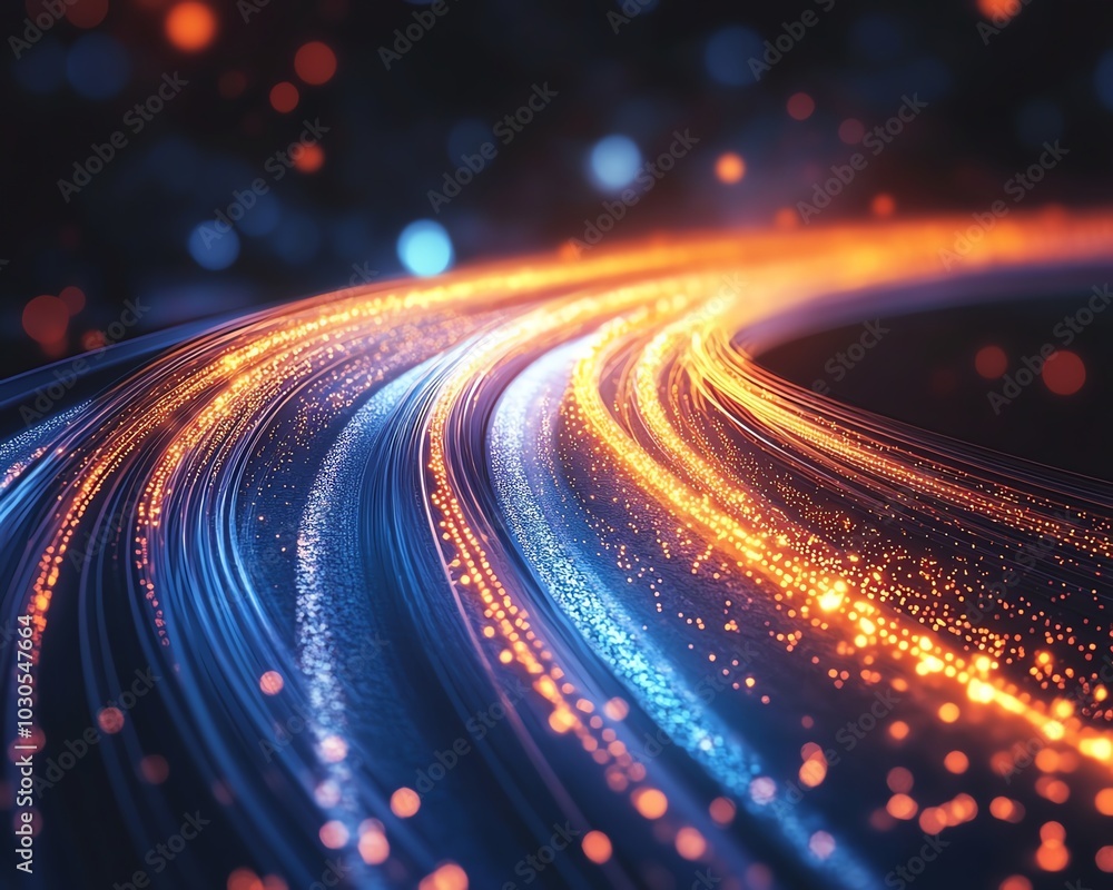 Fototapete Visual representation of an information highway with flowing streams of light, symbolizing fast data transfer and connectivity