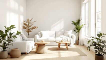 Minimalist Living Room with White Sofa and Natural Light