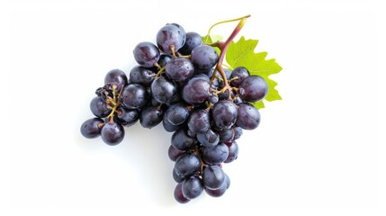 Fototapeta premium Vibrant 'Isabella' Black Grapes: An Aerial View on a Serene White Canvas