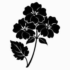black and white flower silhouette vector with white background