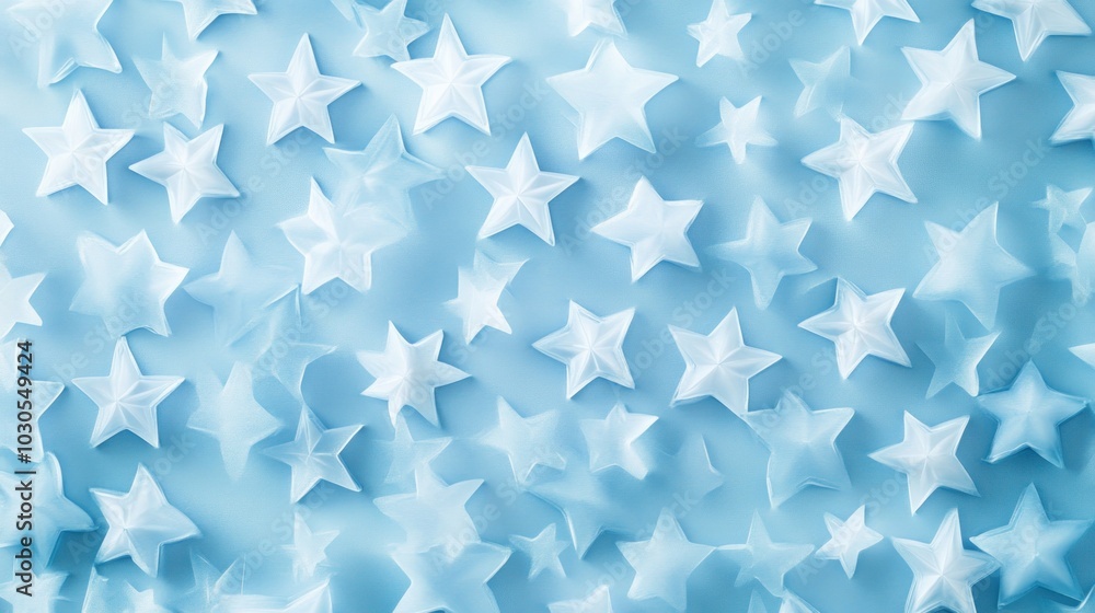 Canvas Prints A soft blue background filled with translucent stars creating a whimsical and dreamy atmosphere.