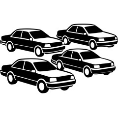 set of cars silhouette vector with white background