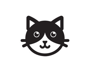 Cat head logo. Cat head icon. Cat face logo. Silhouette simple. Flat style. Black cat face icon logo. Logo design template. Vector illustration. Animal logotype concept. 