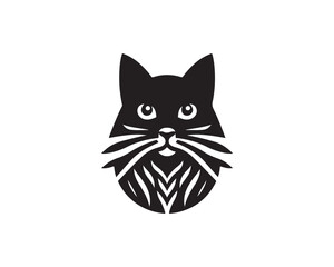 Cat head logo. Cat head icon. Cat face logo. Silhouette simple. Flat style. Black cat face icon logo. Logo design template. Vector illustration. Animal logotype concept. 