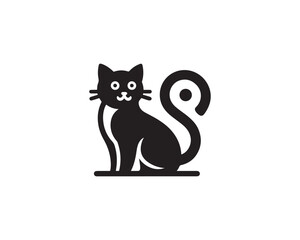 black cat  icon vector illustration