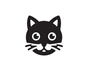 Cat head logo. Cat head icon. Cat face logo. Silhouette simple. Flat style. Black cat face icon logo. Logo design template. Vector illustration. Animal logotype concept. 