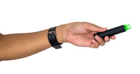 A hand holding a electronic cigarettes with Transparent background. PNG files