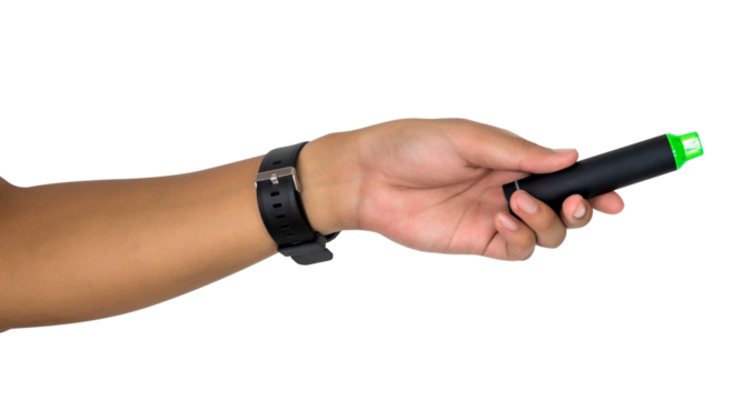 A hand holding a electronic cigarettes with Transparent background. PNG files