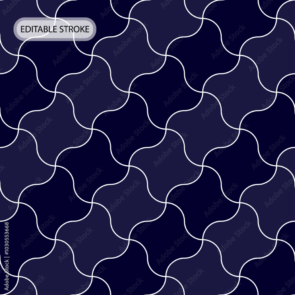 Aufkleber seamless geometric pattern with editable stroke. diagonal grid with wavy distorted, deformed squares