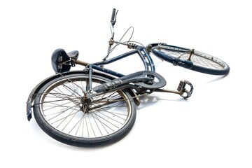 Damaged vintage bicycle on ground