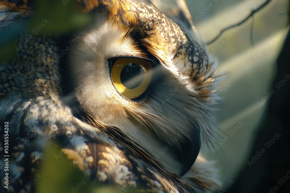 Sticker A close-up of an owl's eye, showcasing its intricate features and natural habitat.