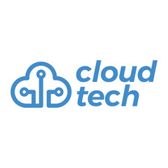 cloud tech flat minimalist logo design