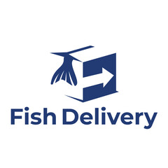 fish delivery flat minimalist logo design