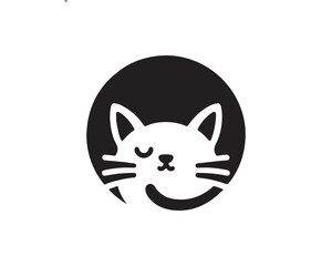 Obraz premium Cat head logo. Cat head icon. Cat face logo. Silhouette simple. Flat style. Black cat face icon logo. Logo design template. Vector illustration. Animal logotype concept. 
