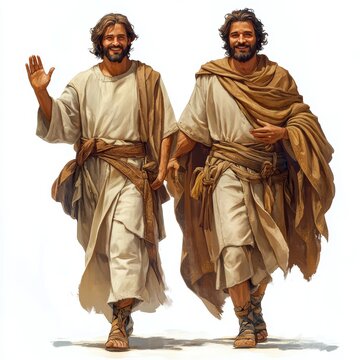 Smiling Hebrew Men in Traditional Attire Generative AI