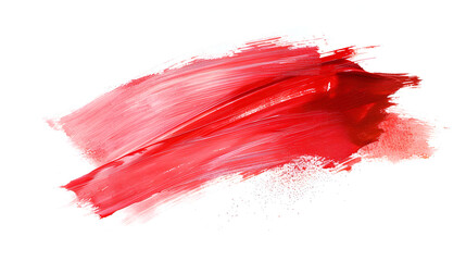 Abstract brushstroke of red paint isolated on white background ,Vivid red lipstick smear swatch isolated on white background

