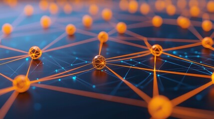 Network nodes and connections in vibrant colors