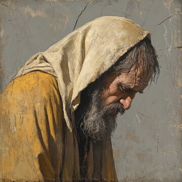 Healed Leper Man in Worshipful Profile Generative AI