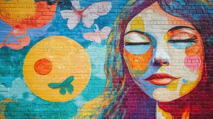 An expressive mural with a powerful anti-bullying theme decorates a city wall, standing out with its bold colors and message of peace.