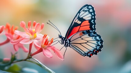 Fototapeta premium Elegant Butterfly on Vibrant Flower