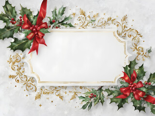 christmas greeting card with poinsettia