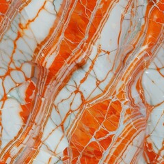 Seamless Orange Marble Pattern. Orange And White Marble Design.