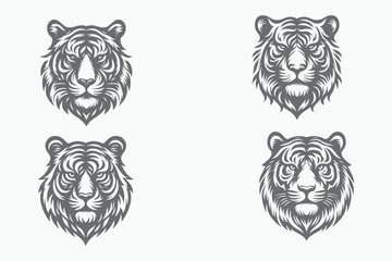 Tiger Head Silhouette, vector, vector illustration and white background.