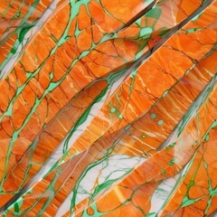 Seamless Orange Marble Pattern. Orange And White Marble Design.