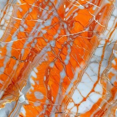 Seamless Orange Marble Pattern. Orange And White Marble Design.