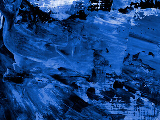 Abstract blue acrylic painting. Hand-drawn brush stroke. Artistic texture, contemporary art for background.