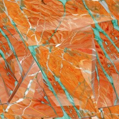 Seamless Orange Marble Pattern. Orange And White Marble Design.