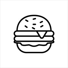 Burger icon. Cheese burger or Hamburger Symbol. For web design. vector illustration on white background.