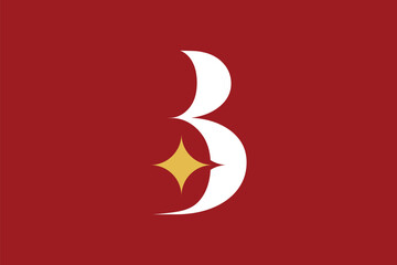 Letter B Logo with a golden star symbol