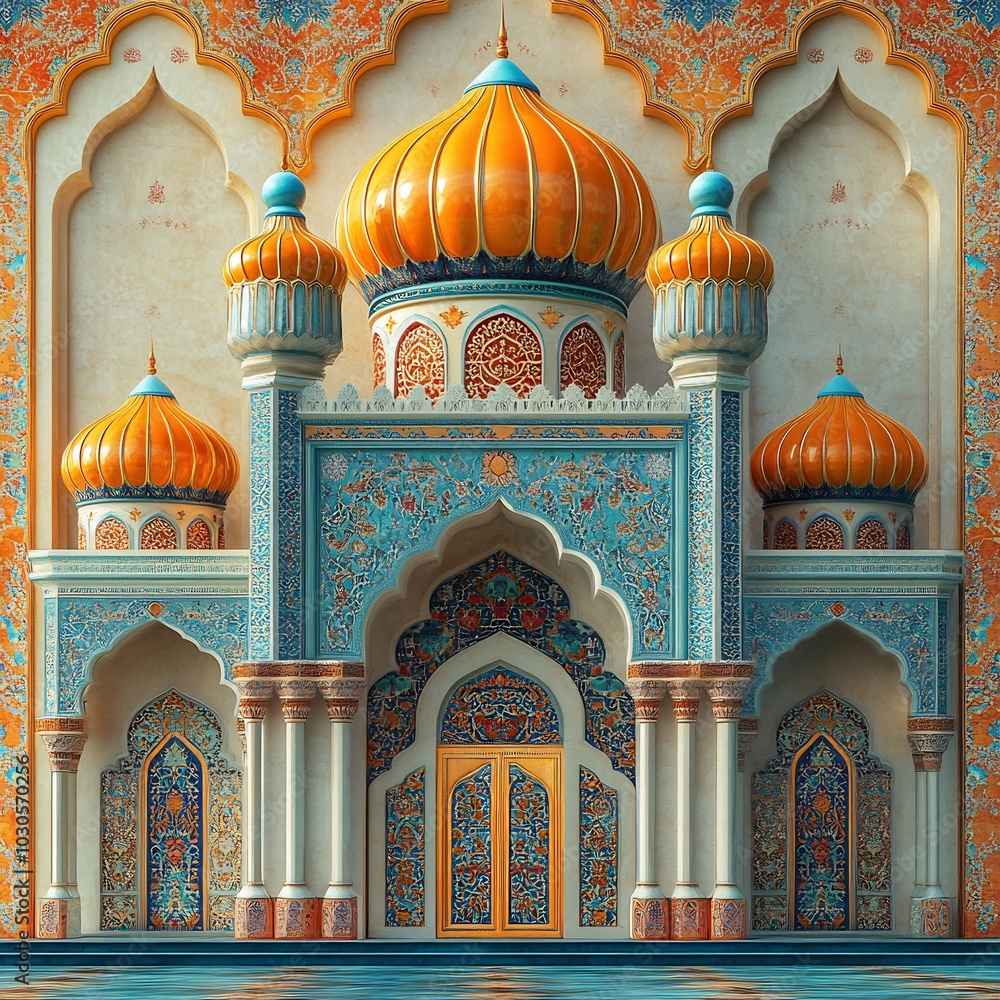 Aufkleber dynamic islamic art background with bold colorful patterns and decorative elements capturing the ess
