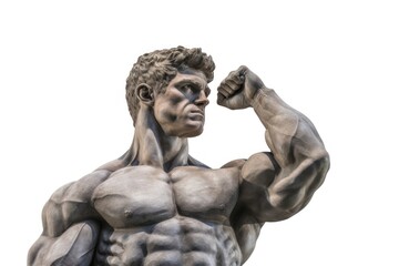 Fototapeta premium Greek sculpture flexing muscle statue adult male.