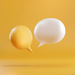 3d speech bubbles isolated on yellow(pink) background. Realistic 3d vector illustration.