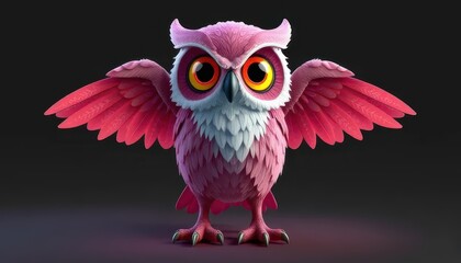 Obraz premium Cute Pink Owl Cartoon
