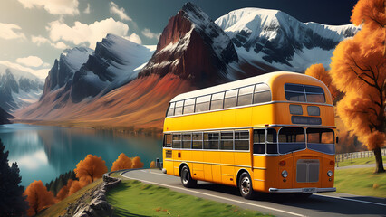 bus in the mountains, generative ai