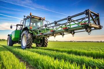 High clearance sprayer with replaceable hinged boom for field spraying