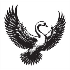 Obraz premium Gliding Swan Serene Silhouette of a Floating Majesty , black colour vactor 