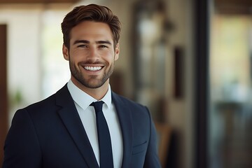 Fototapeta premium Successful Businessman with a Confident Smile and Sharp Suit