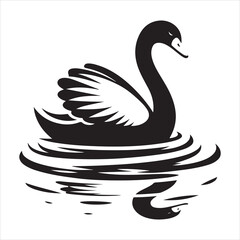 Naklejka premium Gliding Swan Serene Silhouette of a Floating Majesty , black colour vactor 