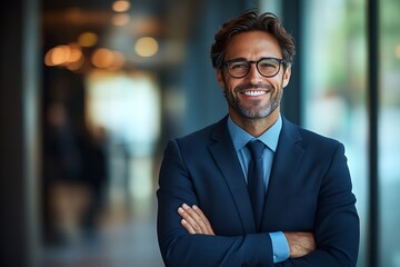 Successful Businessman with Confident Smile in Suit and Tie
