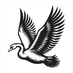 Obraz premium Gliding Swan Serene Silhouette of a Floating Majesty , black colour vactor 