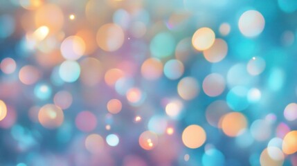 Fototapeta premium Abstract background with soft, pastel bokeh lights in shades of blue, pink, and orange.