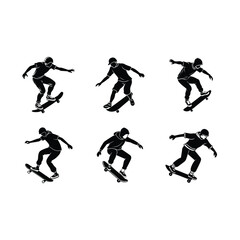 Dynamic Skateboarder Vector and Line Art Design for Creative Projects